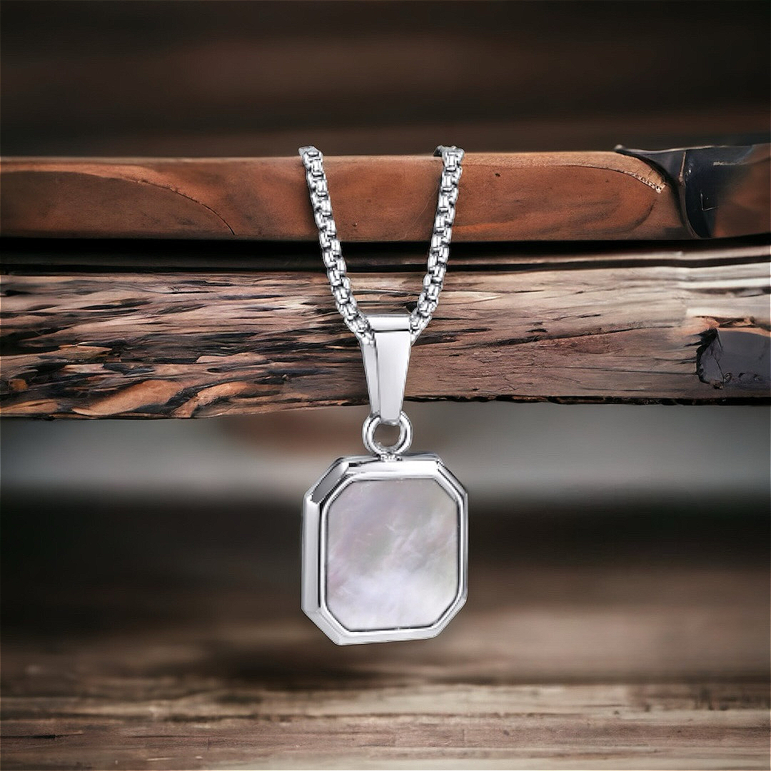 Unisex 316L Stainless Steel Square Pendant Necklace